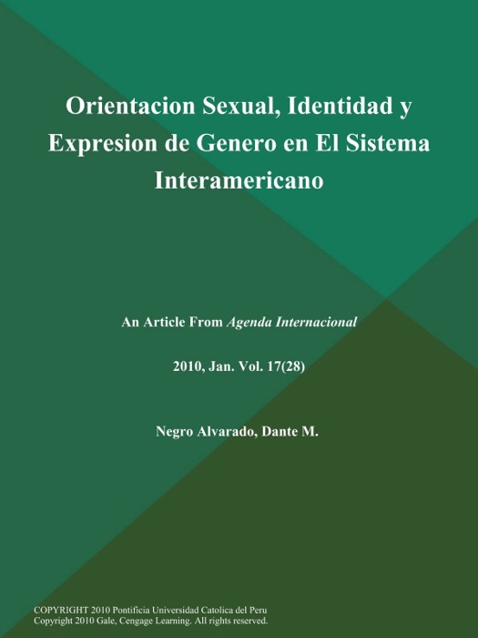 Orientacion Sexual, Identidad y Expresion de Genero en El Sistema Interamericano
