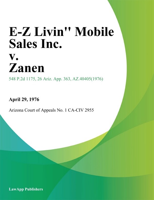 E-Z Livin Mobile Sales Inc. v. Zanen