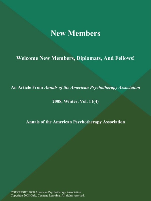 New Members: Welcome New Members, Diplomats, And Fellows!