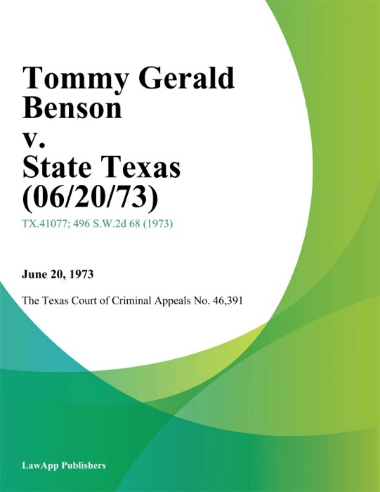 Tommy Gerald Benson v. State Texas