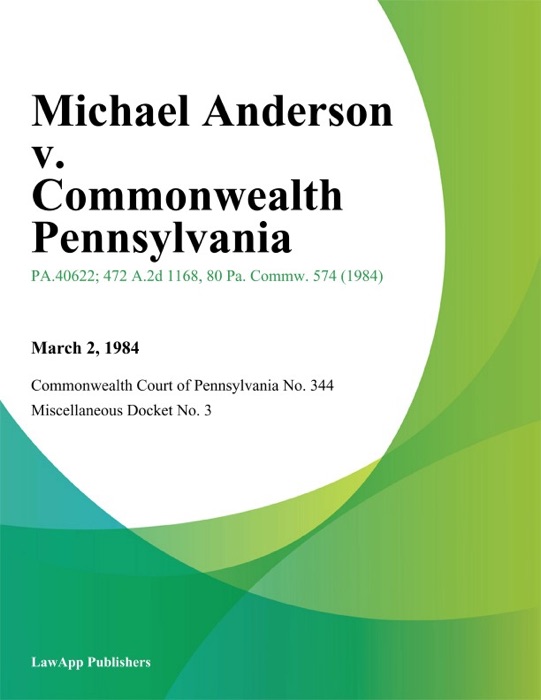 Michael anderson v. Commonwealth Pennsylvania