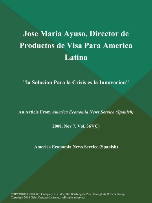 Jose Maria Ayuso, Director de Productos de Visa Para America Latina: 