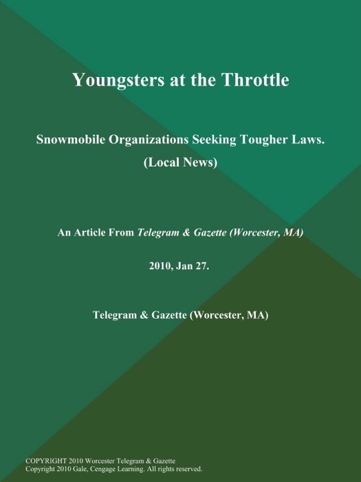 Youngsters at the Throttle; Snowmobile Organizations Seeking Tougher Laws (Local News)