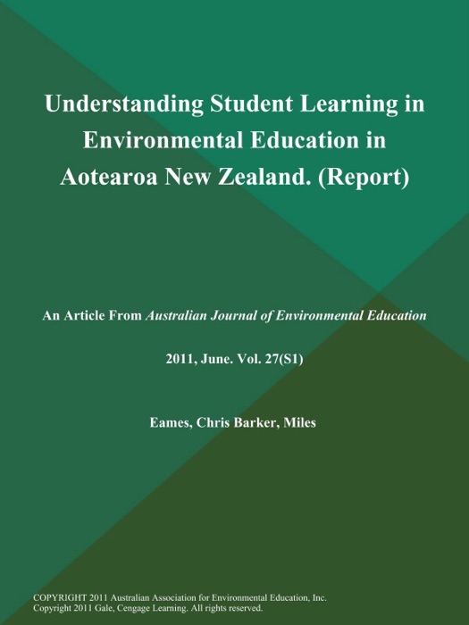 Understanding Student Learning in Environmental Education in Aotearoa New Zealand (Report)