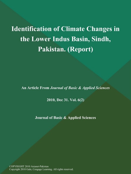 Identification of Climate Changes in the Lower Indus Basin, Sindh, Pakistan (Report)