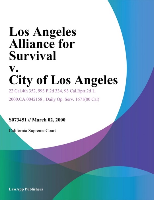 Los Angeles Alliance For Survival V. City Of Los Angeles