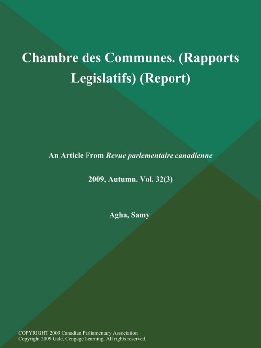 Chambre des Communes (Rapports Legislatifs) (Report)