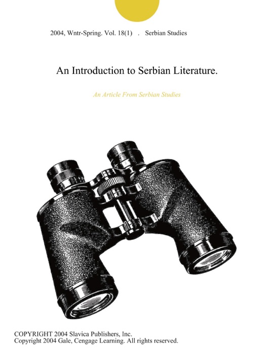 An Introduction to Serbian Literature.
