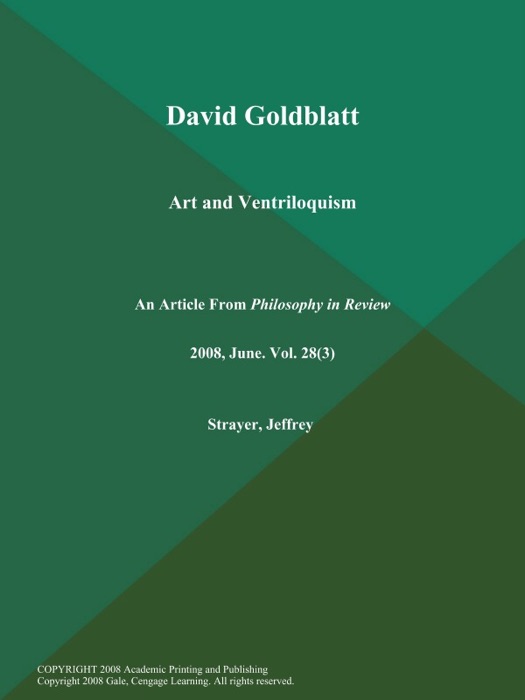 David Goldblatt: Art and Ventriloquism