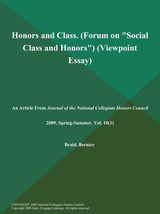 Honors and Class (Forum on 