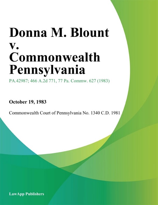 Donna M. Blount v. Commonwealth Pennsylvania