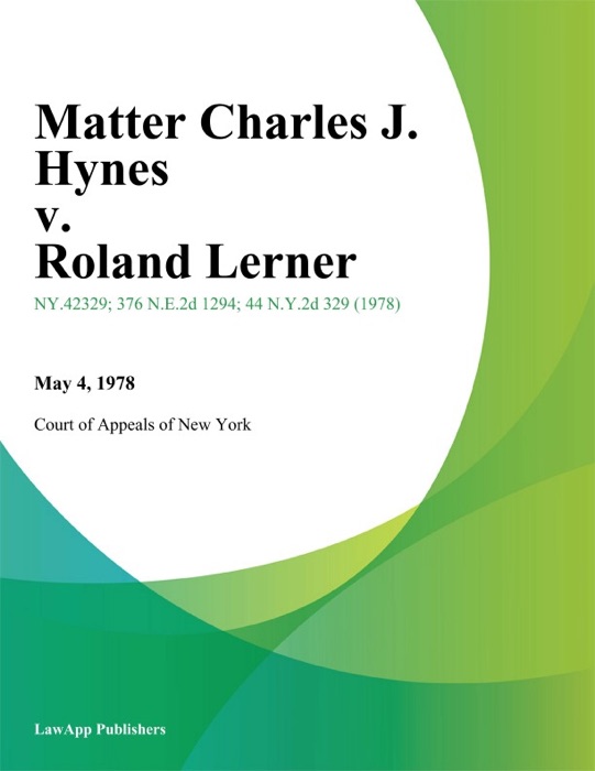 Matter Charles J. Hynes v. Roland Lerner