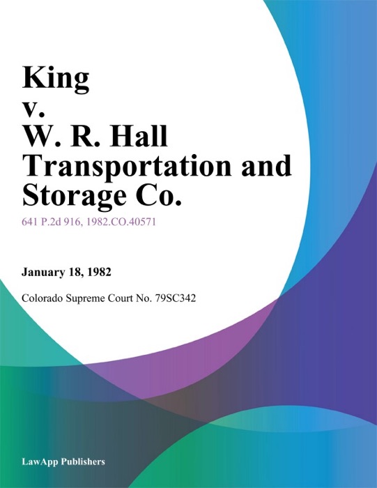 King V. W. R. Hall Transportation And Storage Co.