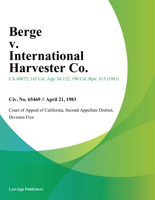 Berge v. International Harvester Co.
