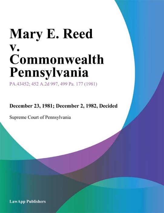 Mary E. Reed v. Commonwealth Pennsylvania