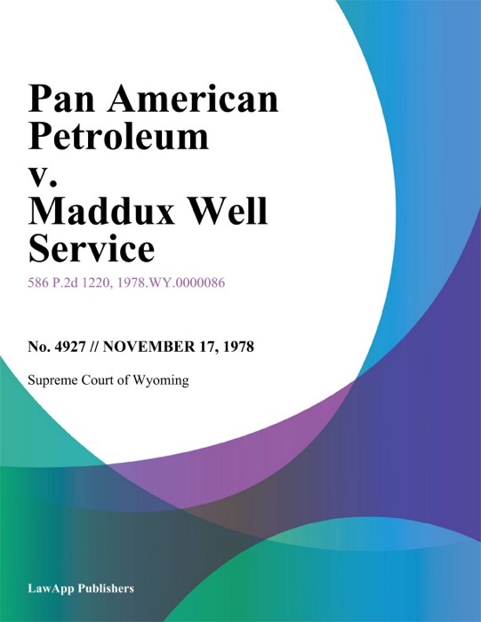 Pan American Petroleum v. Maddux Well Service