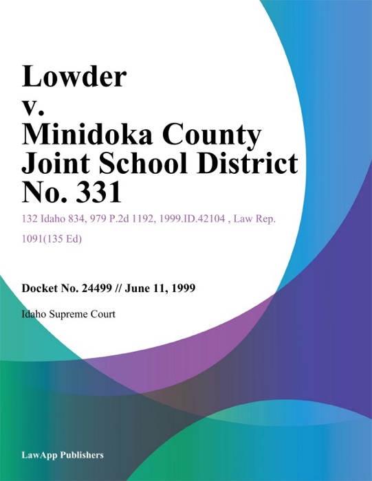 Lowder V. Minidoka County Joint School District No. 331