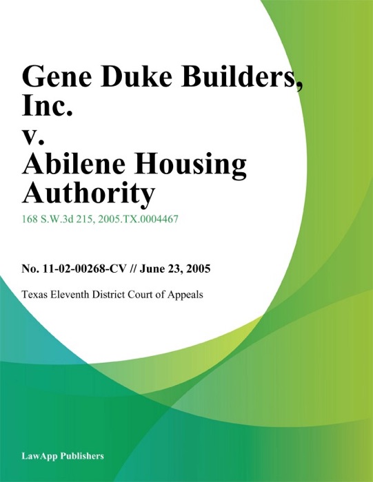 Gene Duke Builders, Inc. v. Abilene Housing Authority