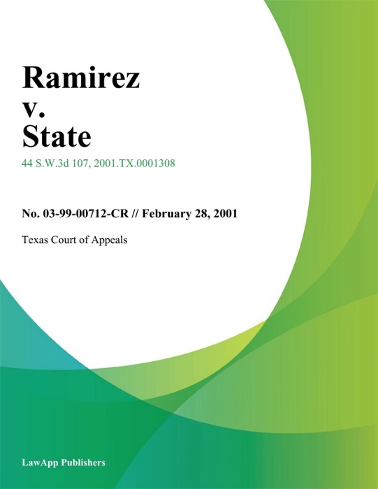 (DOWNLOAD) quot Ramirez v State quot by Texas Court of Appeals # Book PDF