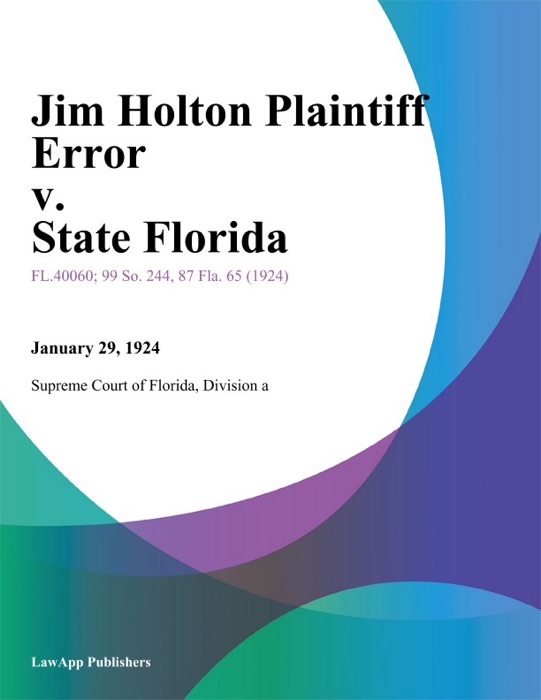 Jim Holton Plaintiff Error v. State Florida