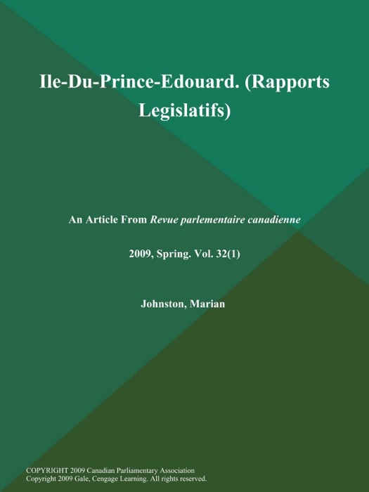 Ile-Du-Prince-Edouard (Rapports Legislatifs)