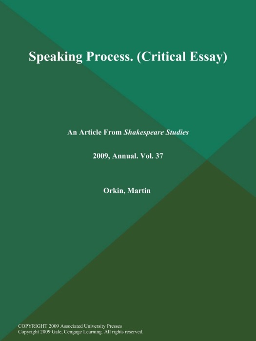 Speaking Process (Critical Essay)