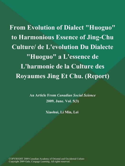 From Evolution of Dialect 