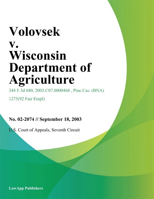 Volovsek V. Wisconsin Department Of Agriculture