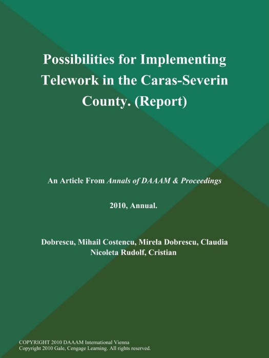 Possibilities for Implementing Telework in the Caras-Severin County (Report)