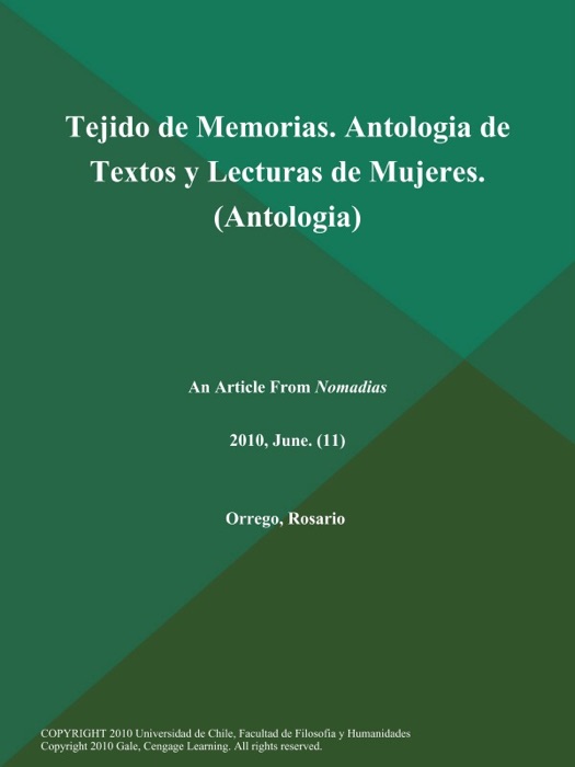 Tejido de Memorias. Antologia de Textos y Lecturas de Mujeres (Antologia)