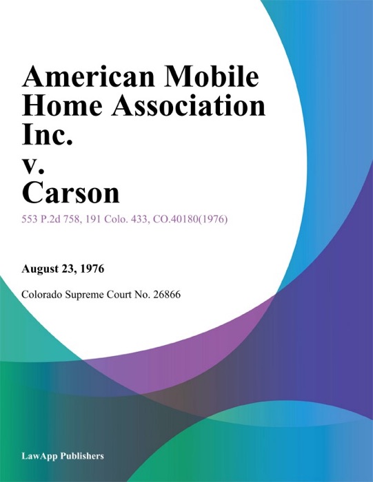 American Mobile Home Association Inc. v. Carson