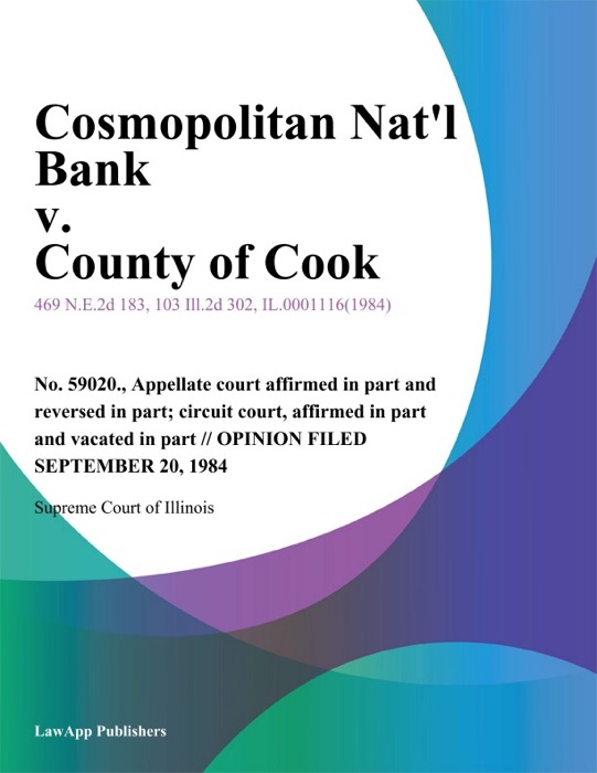 Cosmopolitan Nat'l Bank v. County of Cook