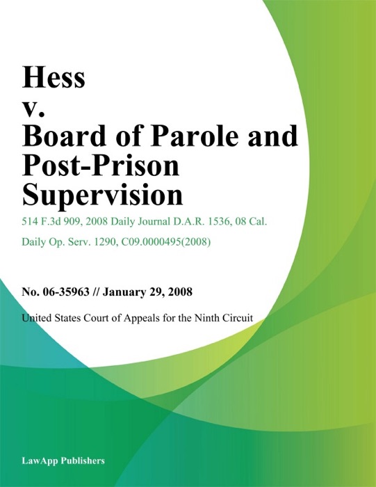 Hess v. Board of Parole and Post-Prison Supervision