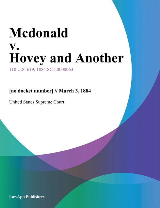 Mcdonald v. Hovey and Another