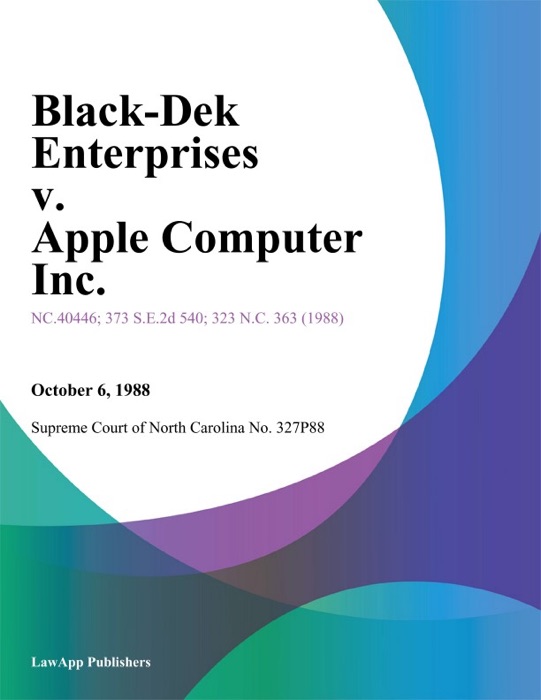 Black-Dek Enterprises v. Apple Computer Inc.