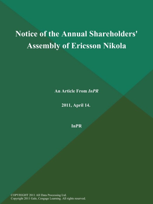 Notice of the Annual Shareholders' Assembly of Ericsson Nikola