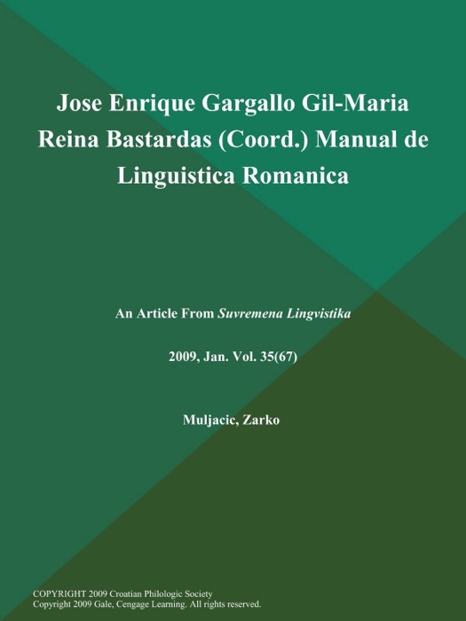 Jose Enrique Gargallo Gil-Maria Reina Bastardas (Coord.) Manual de Linguistica Romanica