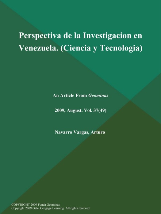 Perspectiva de la Investigacion en Venezuela (Ciencia y Tecnologia)