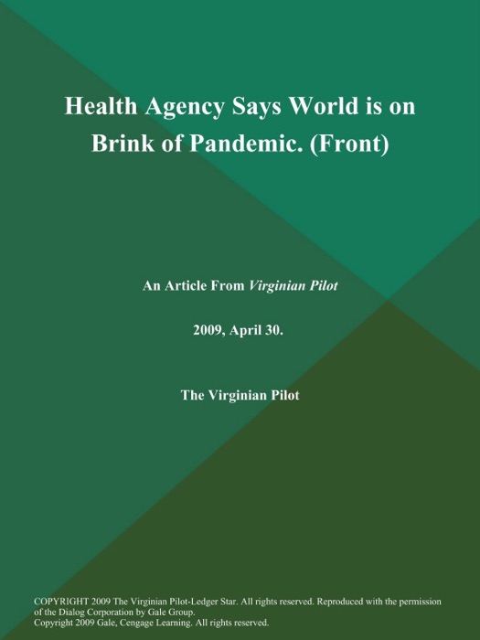 Health Agency Says World is on Brink of Pandemic (Front)