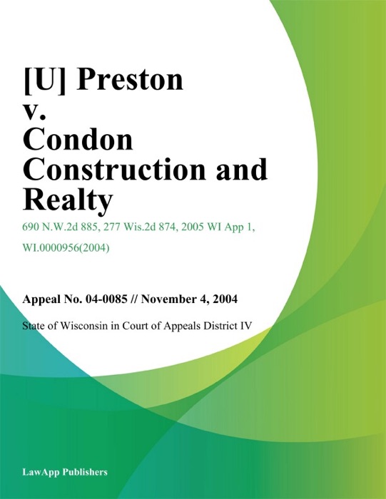 Preston v. Condon Construction And Realty