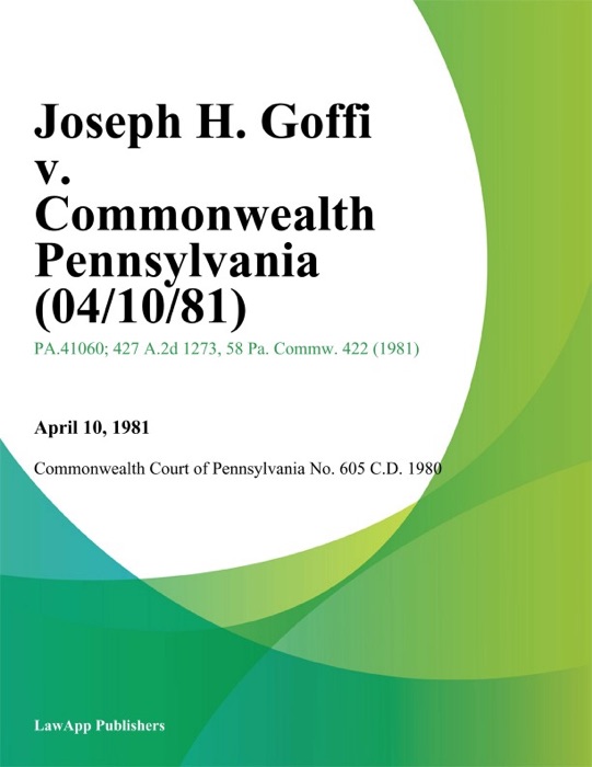 Joseph H. Goffi v. Commonwealth Pennsylvania