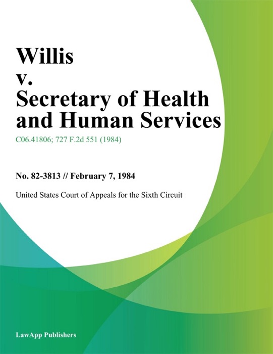 Willis v. Secretary of Health And Human Services