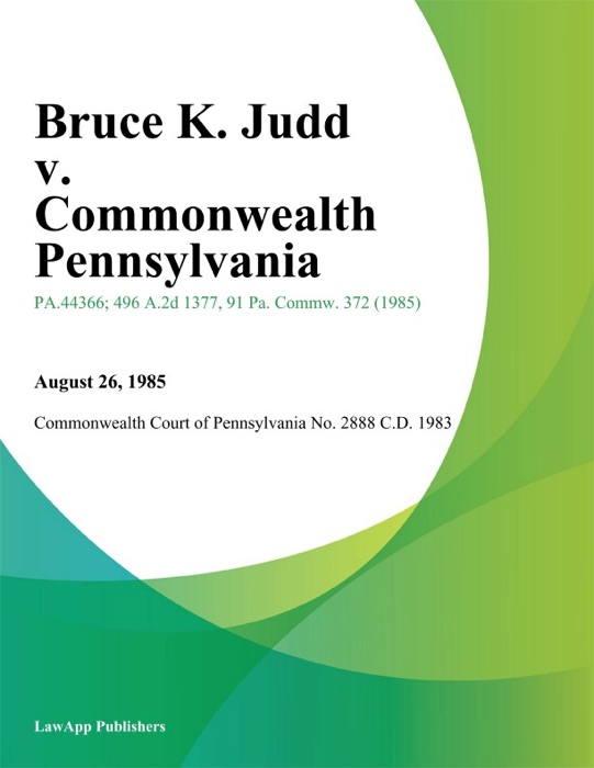 Bruce K. Judd v. Commonwealth Pennsylvania