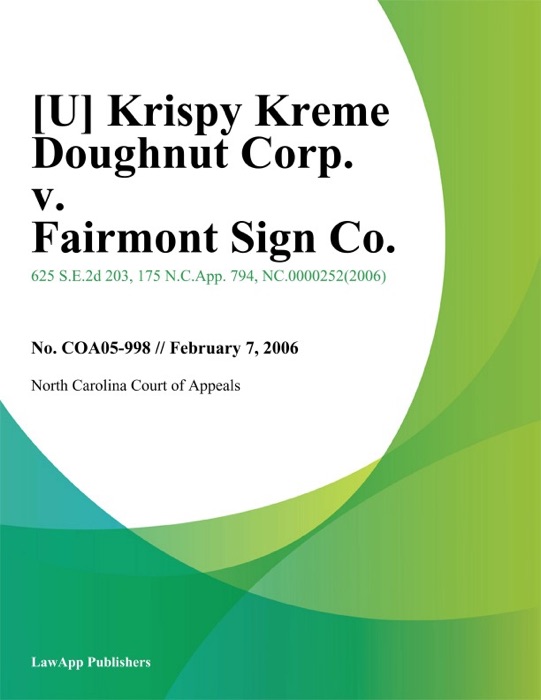 Krispy Kreme Doughnut Corp. v. Fairmont Sign Co.