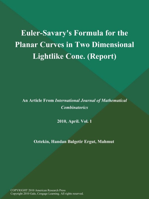 Euler-Savary's Formula for the Planar Curves in Two Dimensional Lightlike Cone (Report)