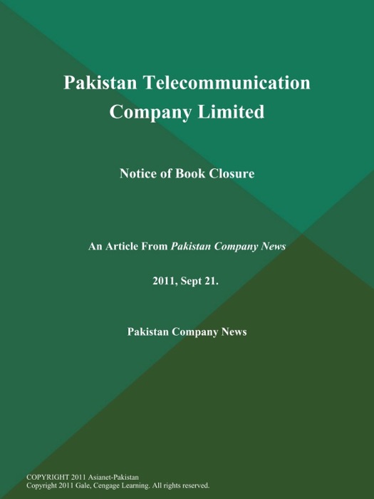 Pakistan Telecommunication Company Limited: Notice of Book Closure