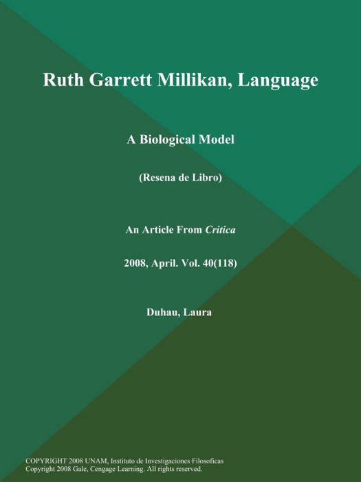 Ruth Garrett Millikan, Language: A Biological Model (Resena de Libro)