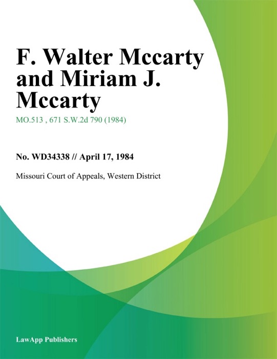 F. Walter Mccarty And Miriam J. Mccarty