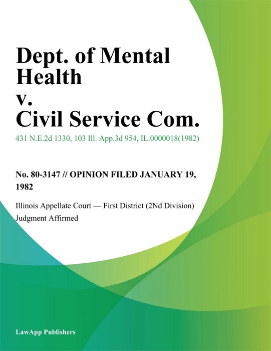 Dept. of Mental Health v. Civil Service Com.