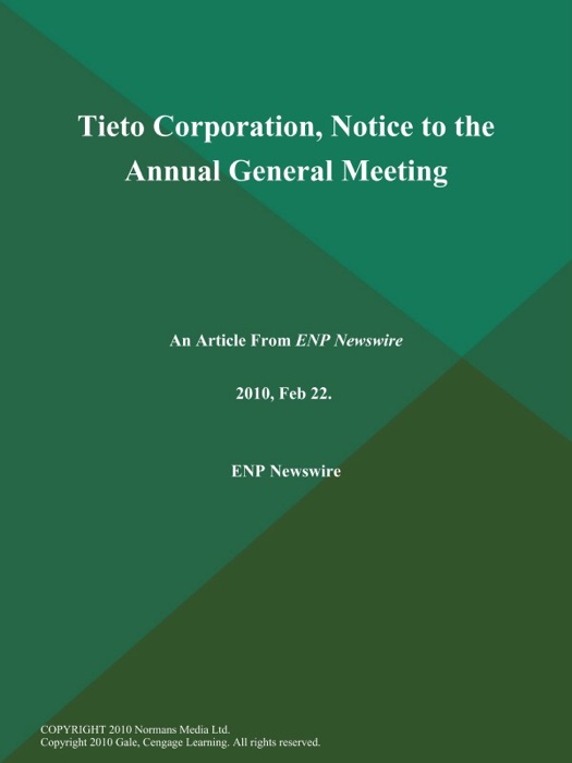 Tieto Corporation, Notice to the Annual General Meeting